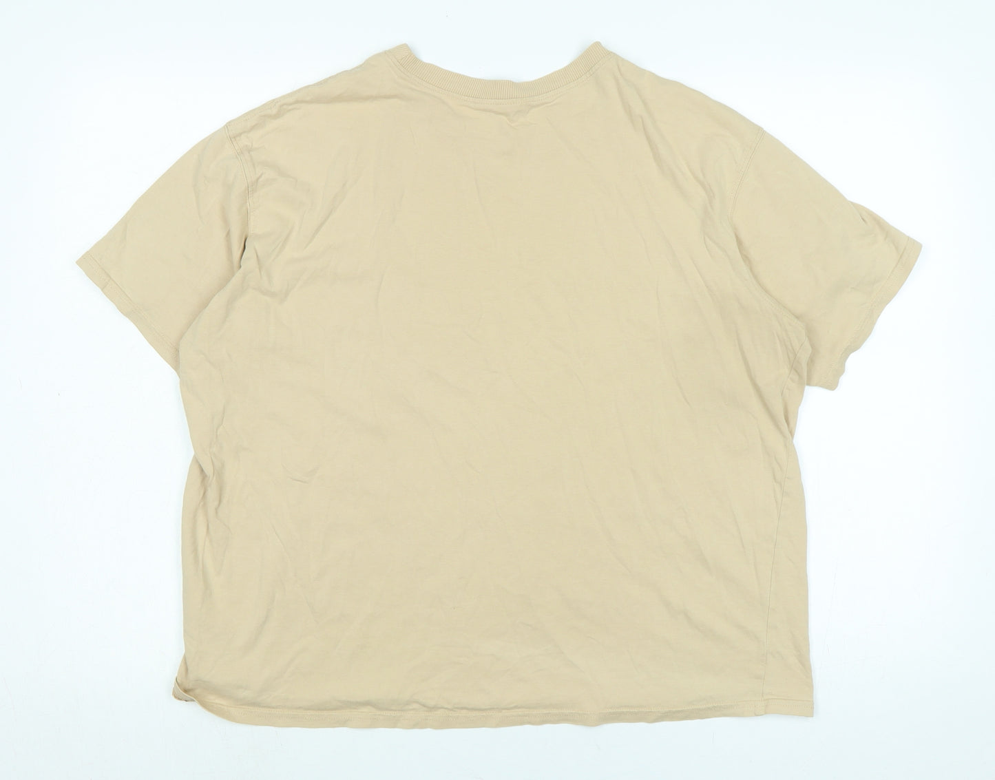 Divided Womens Beige Cotton Basic T-Shirt Size M Crew Neck