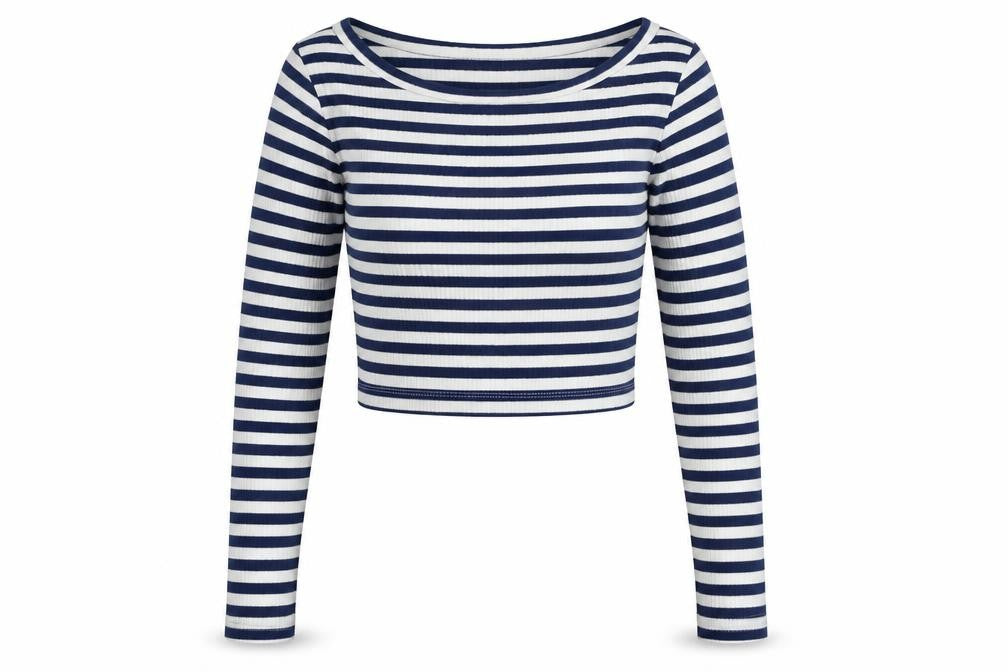 Front view of Topshop women’s blue cotton basic t-shirt, size UK 12, scoop neck
