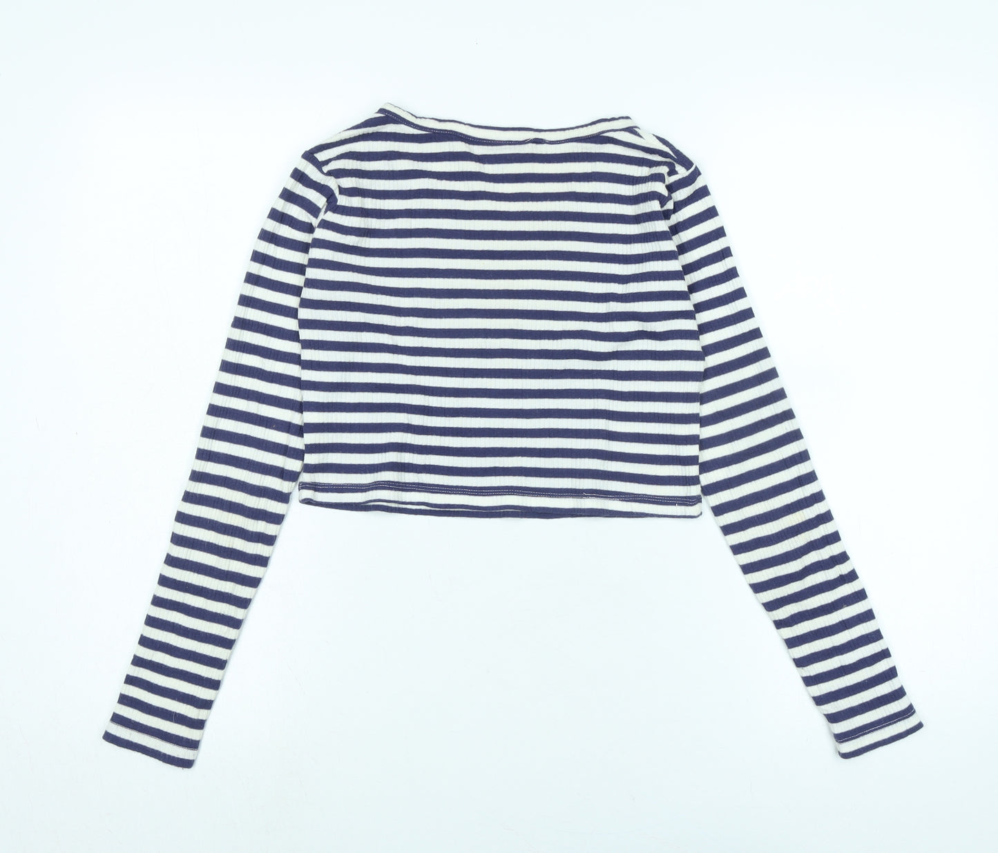 Topshop Womens Blue Cotton Basic T-Shirt Size 12 Scoop Neck