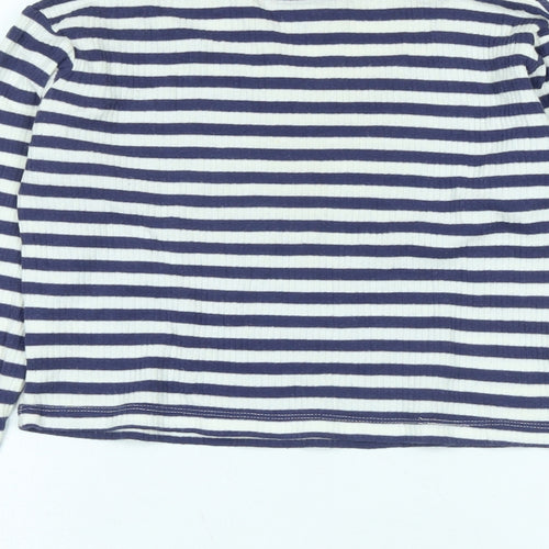 Topshop Womens Blue Cotton Basic T-Shirt Size 12 Scoop Neck