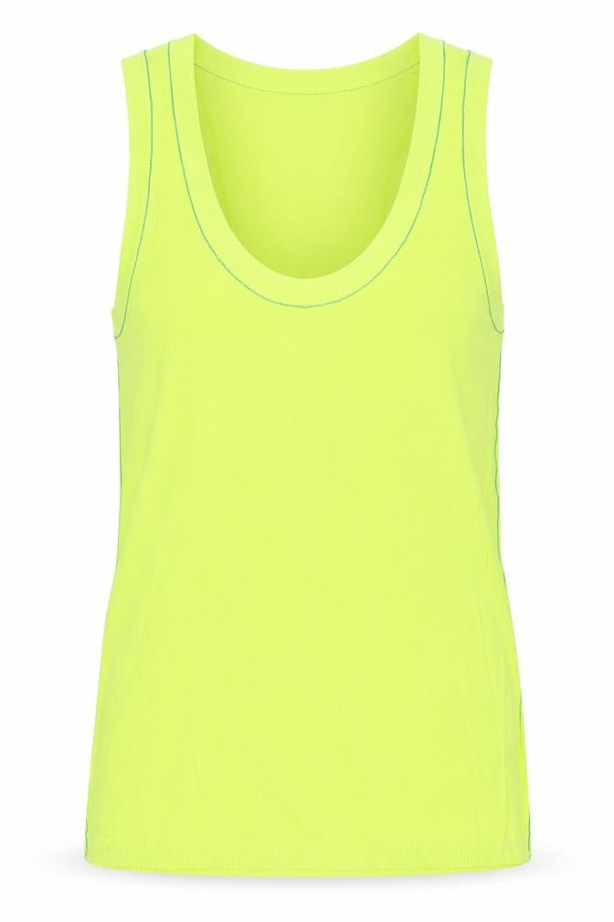 Front view of Zara women’s green viscose basic tank, size S, scoop neck