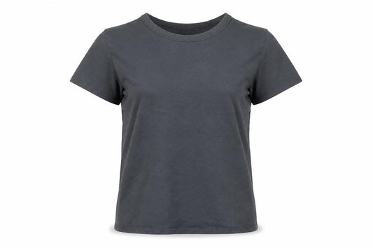 Front view of Divided women’s grey cotton basic t-shirt, size S, crew neck