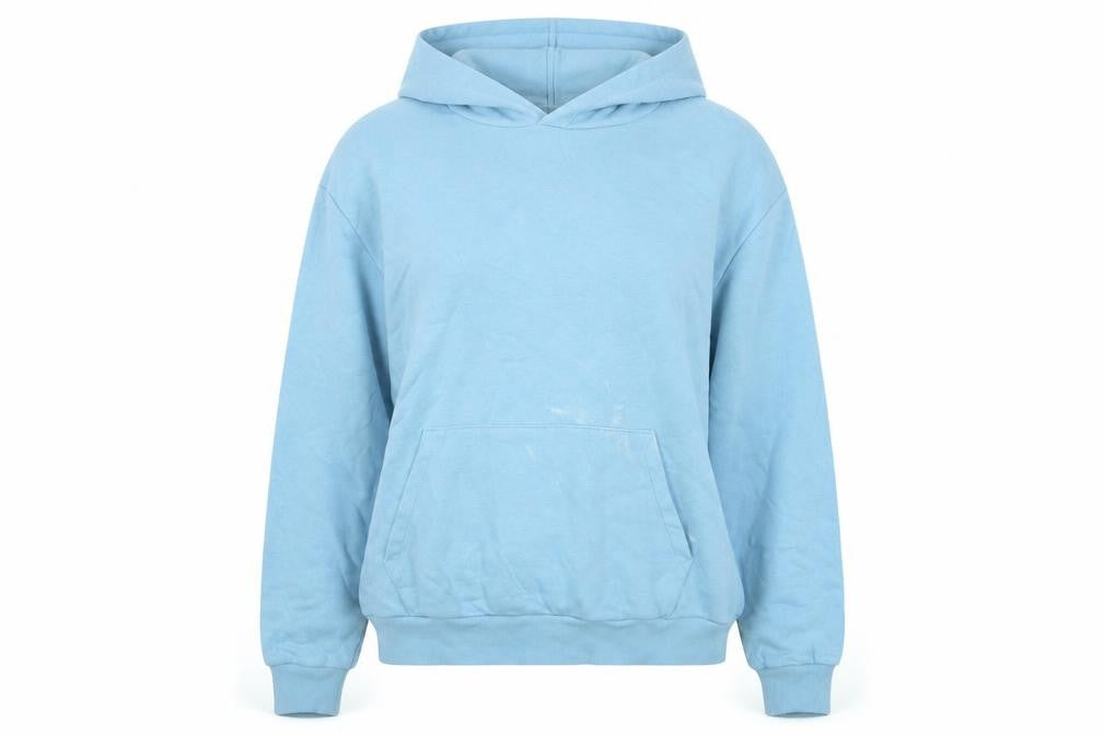 Front view of Marks & Spencer women’s blue polyester pullover hoodie, size M