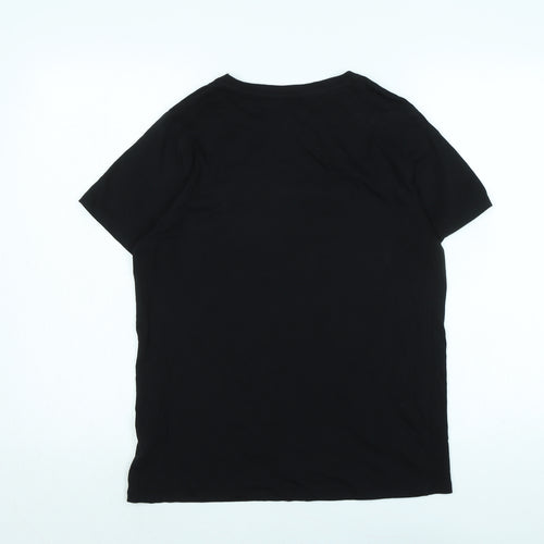 New Look Womens Black Cotton Basic T-Shirt Size 12 Crew Neck