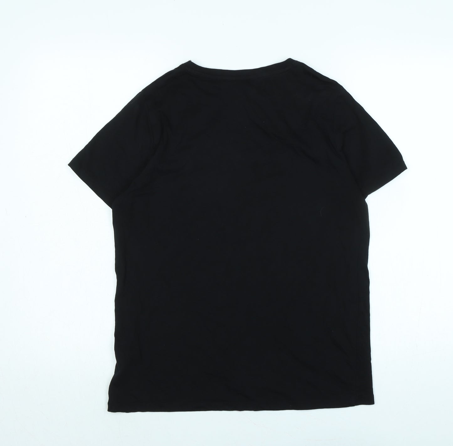 New Look Womens Black Cotton Basic T-Shirt Size 12 Crew Neck