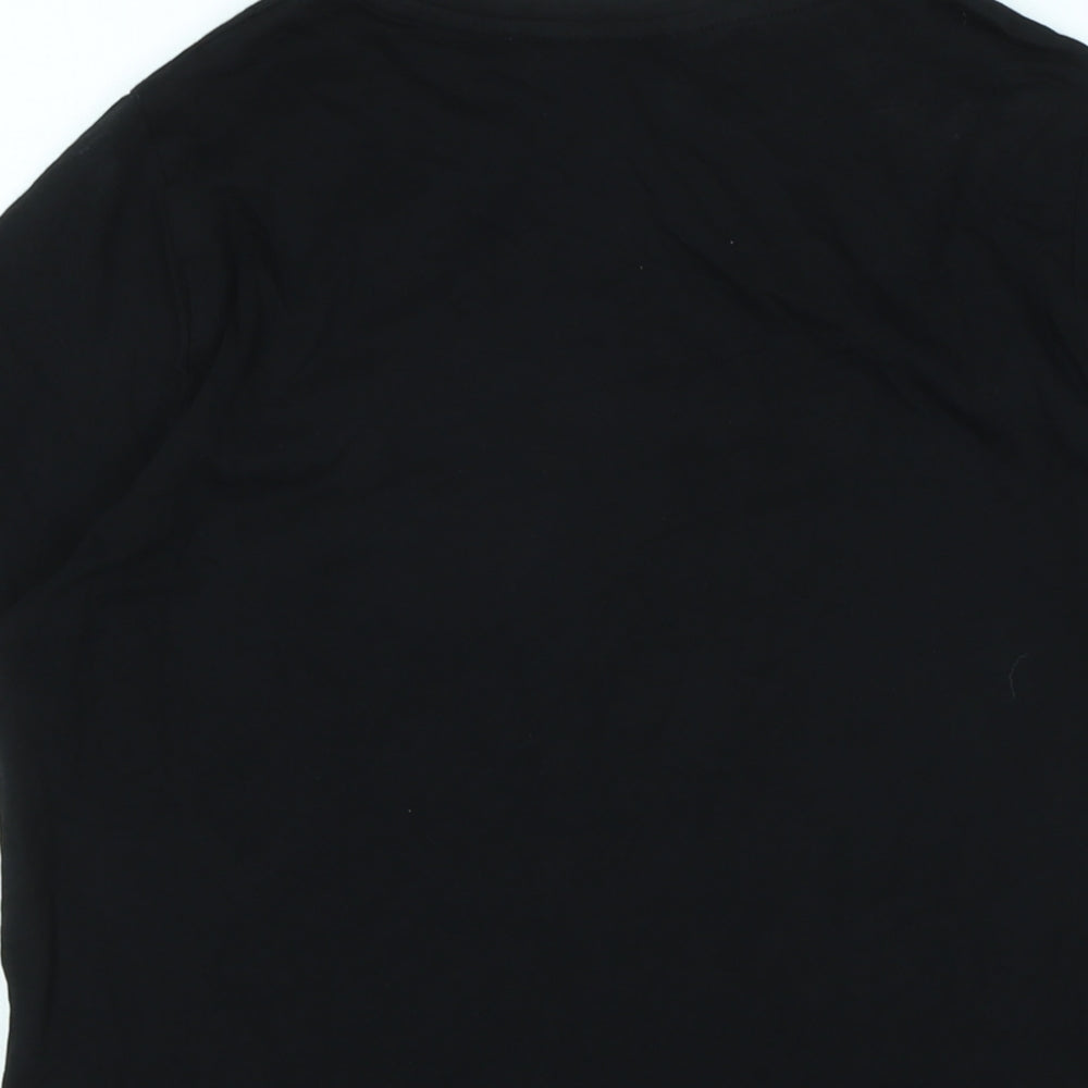 New Look Womens Black Cotton Basic T-Shirt Size 12 Crew Neck