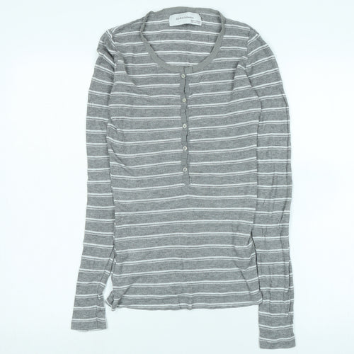 Zara Womens Grey Cotton Jersey T-Shirt Size S Crew Neck