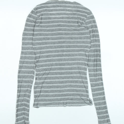 Zara Womens Grey Cotton Jersey T-Shirt Size S Crew Neck
