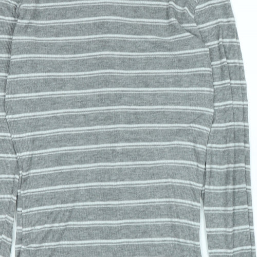 Zara Womens Grey Cotton Jersey T-Shirt Size S Crew Neck