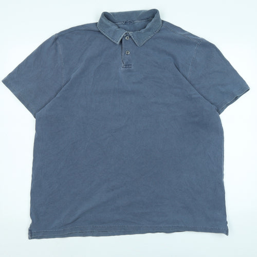 Marks and Spencer Mens Blue Cotton Blend Polo Size XL Collared - Blue Harbour / vintage