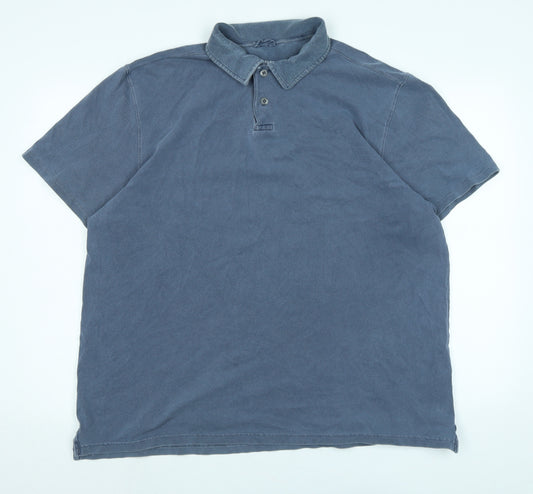 Marks and Spencer Mens Blue Cotton Blend Polo Size XL Collared - Blue Harbour / vintage