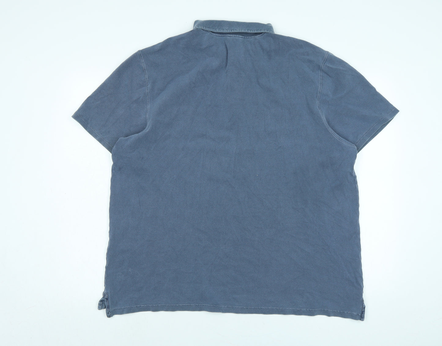 Marks and Spencer Mens Blue Cotton Blend Polo Size XL Collared - Blue Harbour / vintage