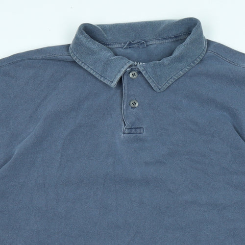 Marks and Spencer Mens Blue Cotton Blend Polo Size XL Collared - Blue Harbour / vintage