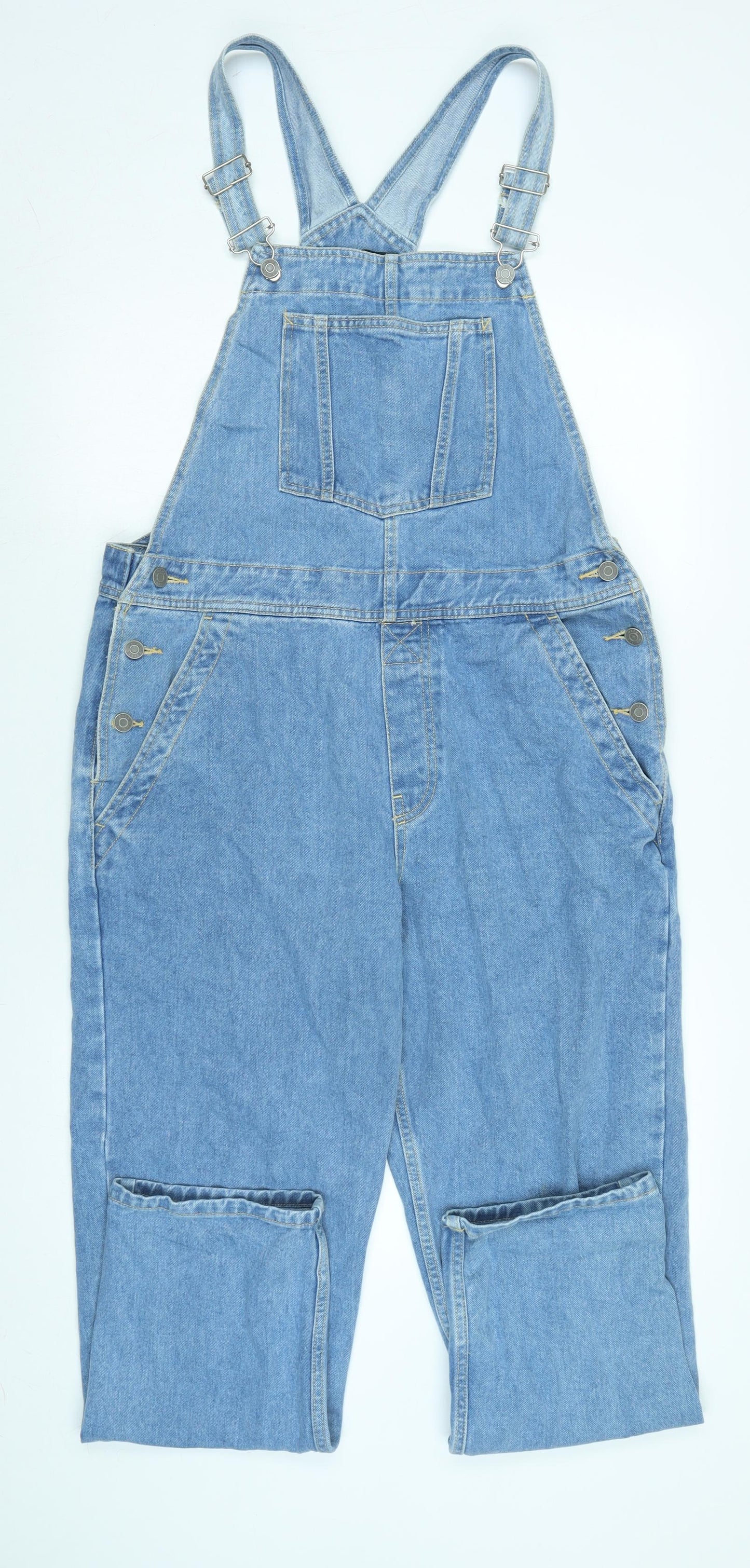 ASOS Womens Blue Cotton Jumpsuit One-Piece Size 14 L29 in Snap