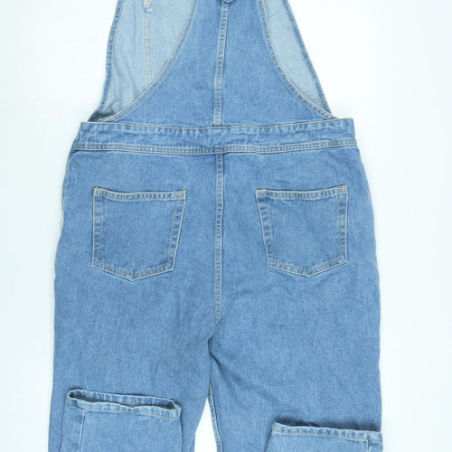 ASOS Womens Blue Cotton Jumpsuit One-Piece Size 14 L29 in Snap