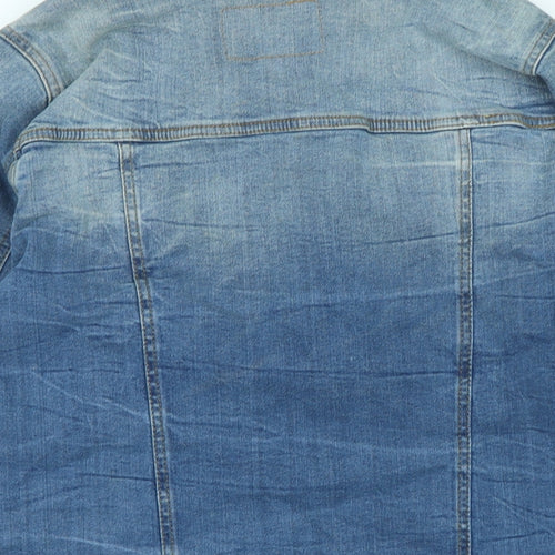 b.young Womens Blue Biker Jacket Size 12 Button