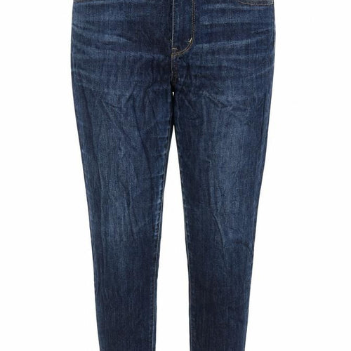 American Eagle Womens Blue Cotton Blend Tapered Jeans Size 12 L23 in Regular Zip