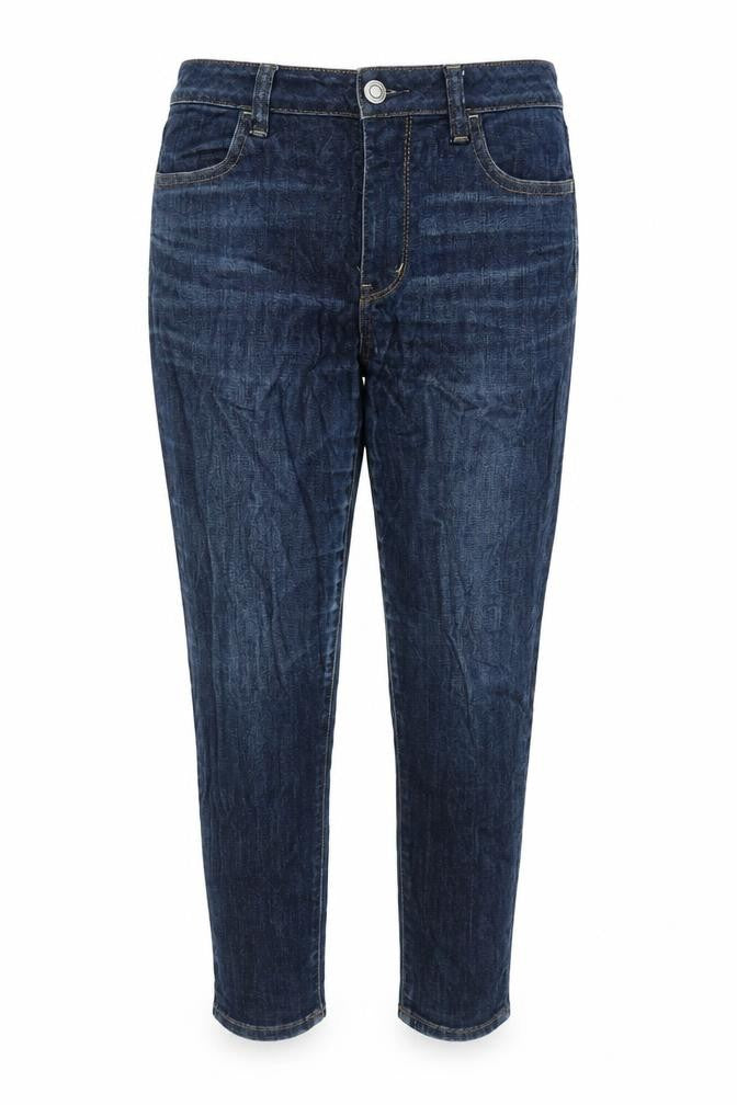 American Eagle Womens Blue Cotton Blend Tapered Jeans Size 12 L23 in Regular Zip
