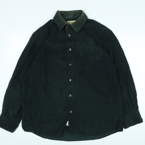Blue Harbour Mens Green Cotton Button-Up Size M Collared Button