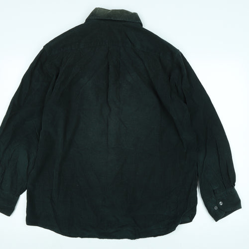 Blue Harbour Mens Green Cotton Button-Up Size M Collared Button