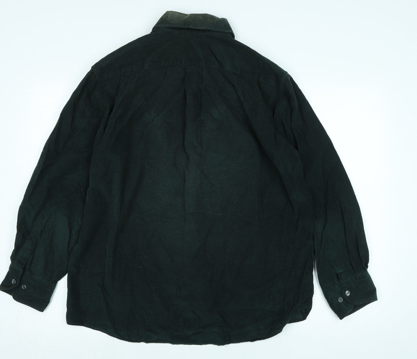 Blue Harbour Mens Green Cotton Button-Up Size M Collared Button