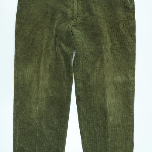 Farah Mens Green Cotton Trousers Size 36 in L29 in Regular Zip