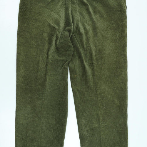 Farah Mens Green Cotton Trousers Size 36 in L29 in Regular Zip