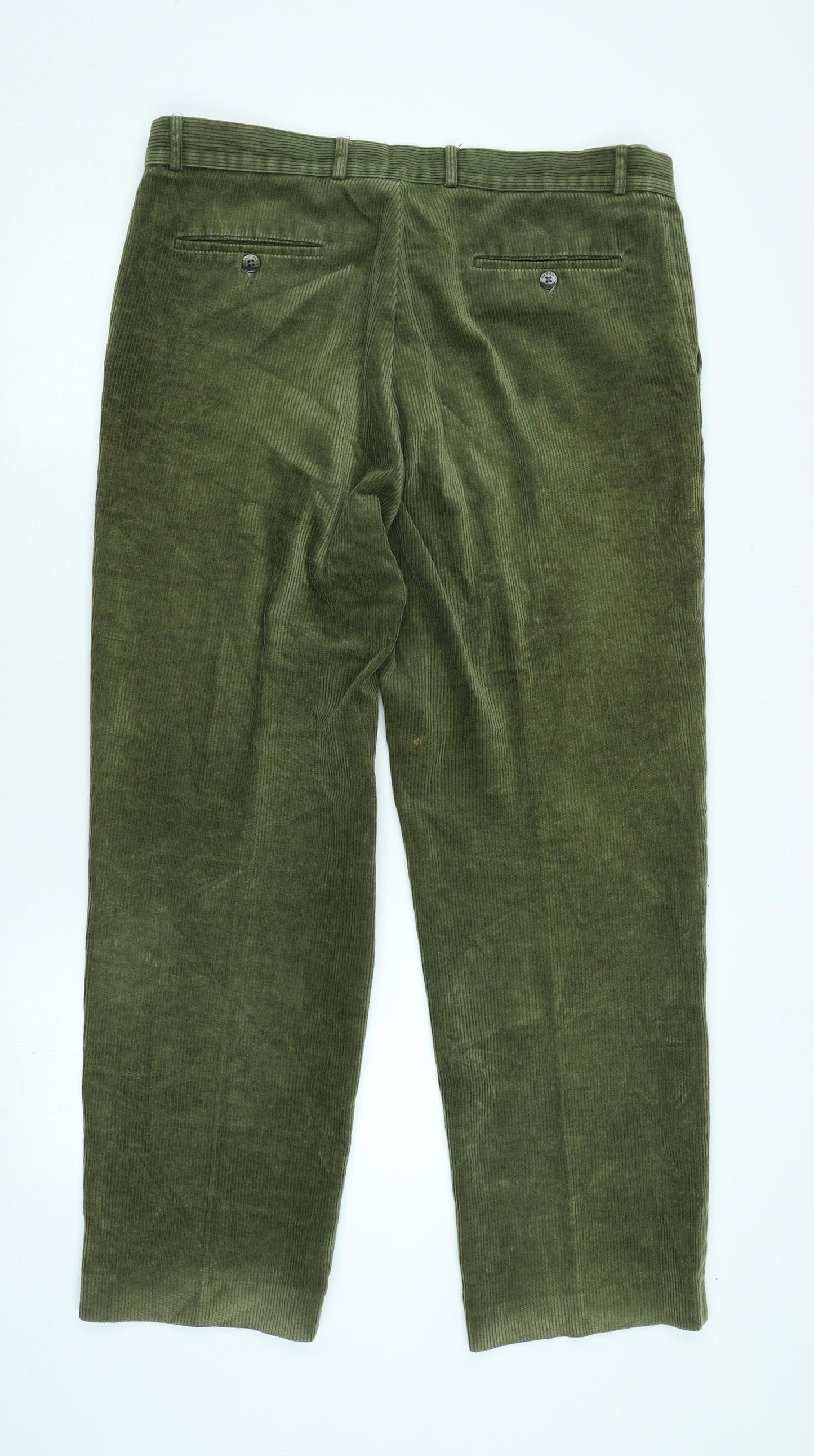 Farah Mens Green Cotton Trousers Size 36 in L29 in Regular Zip