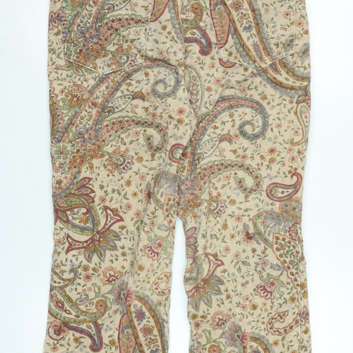 Lands end Womens Brown Paisley Cotton Trousers Size 8 L29 in Regular Zip