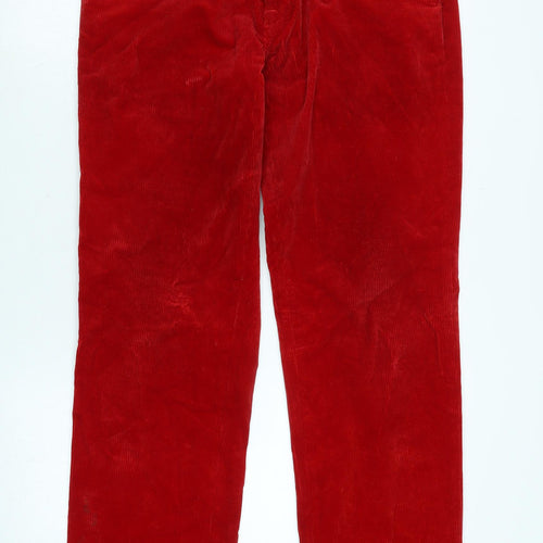 Polo Ralph Lauren Mens Red Cotton Trousers Size 32 in L36 in Regular Zip - Logo