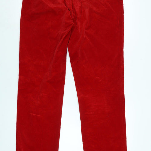 Polo Ralph Lauren Mens Red Cotton Trousers Size 32 in L36 in Regular Zip - Logo