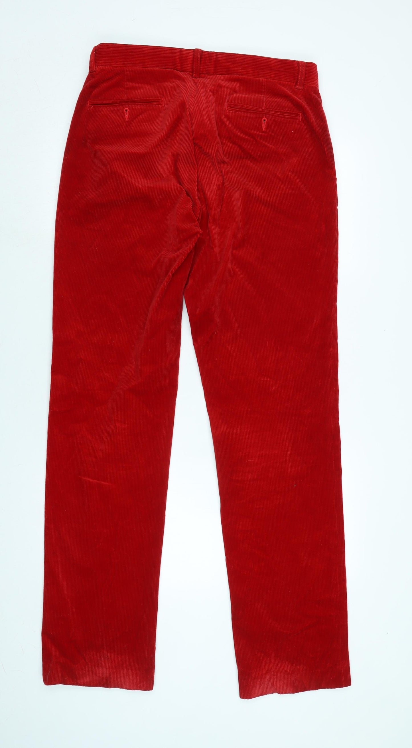 Polo Ralph Lauren Mens Red Cotton Trousers Size 32 in L36 in Regular Zip - Logo