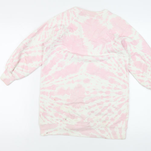 Zara Girls Pink Geometric Cotton Tunic Sweatshirt Size 10 Years Pullover - Love
