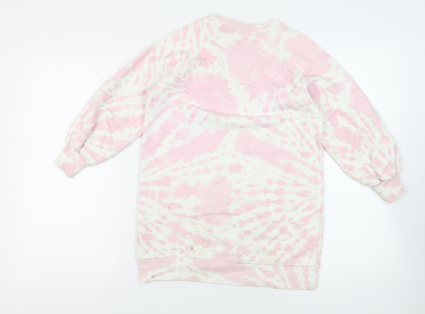 Zara Girls Pink Geometric Cotton Tunic Sweatshirt Size 10 Years Pullover - Love