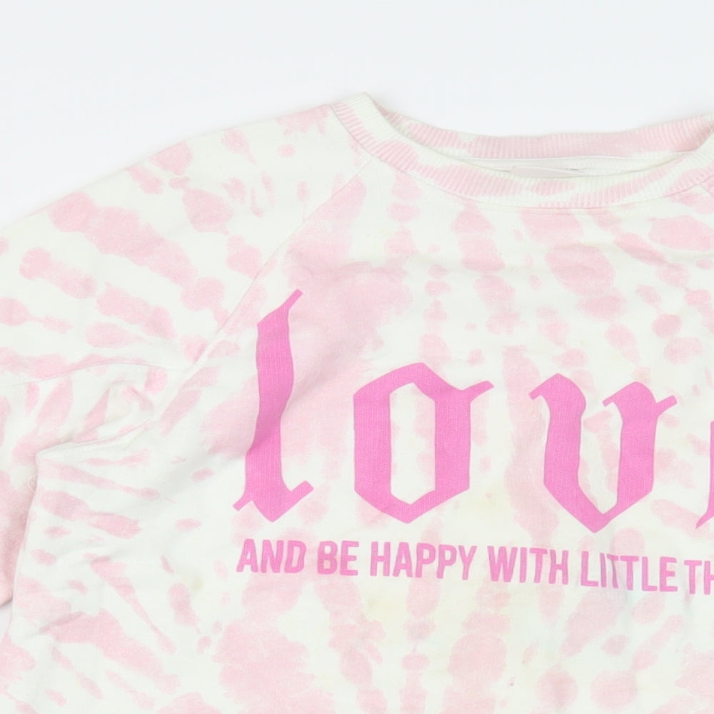 Zara Girls Pink Geometric Cotton Tunic Sweatshirt Size 10 Years Pullover - Love