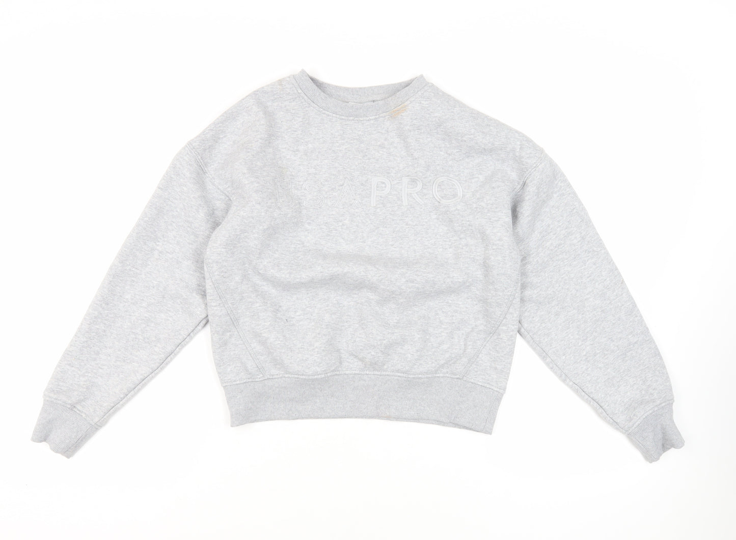 USA Pro Womens Grey Cotton Pullover Sweatshirt Size 8 Pullover - Logo