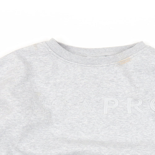 USA Pro Womens Grey Cotton Pullover Sweatshirt Size 8 Pullover - Logo