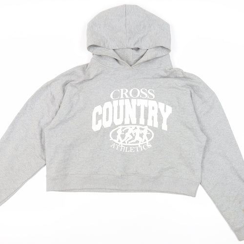 Girl Knows All Womens Grey Cotton Pullover Hoodie Size M Pullover - Cross Country