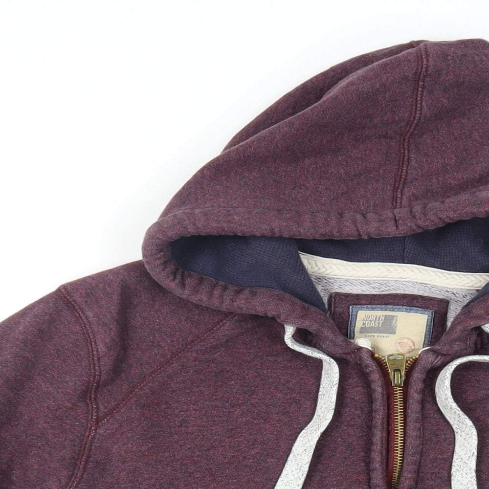 North Coast Mens Purple Cotton Full Zip Hoodie Size M - Pockets