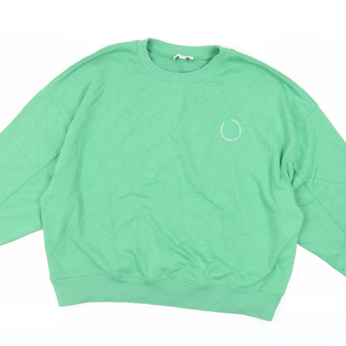 Topshop Womens Green Cotton Pullover Sweatshirt Size S Pullover