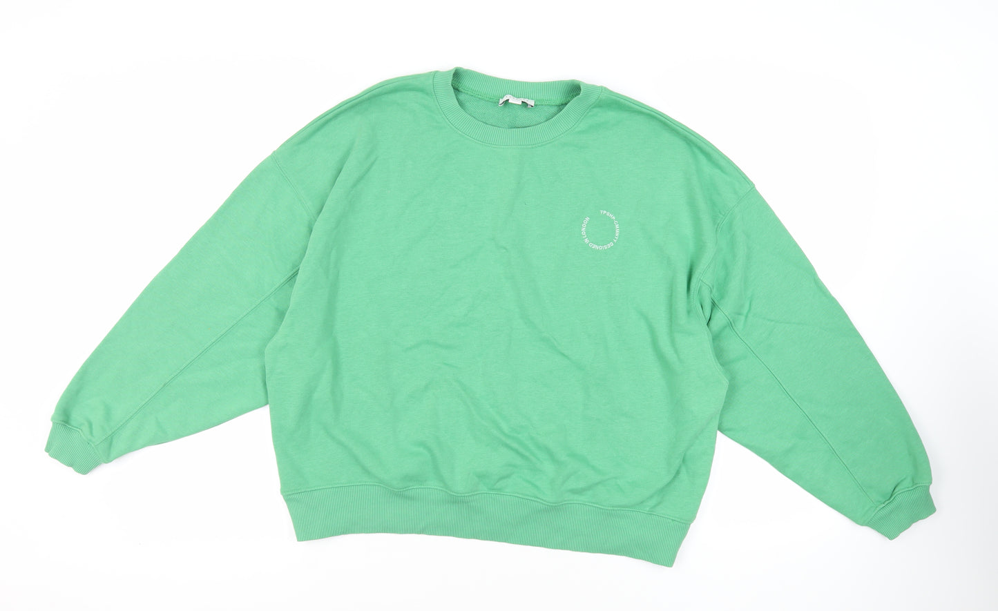 Topshop Womens Green Cotton Pullover Sweatshirt Size S Pullover