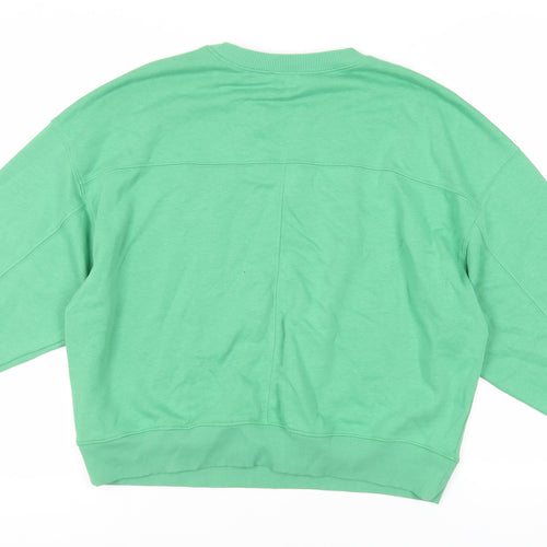 Topshop Womens Green Cotton Pullover Sweatshirt Size S Pullover