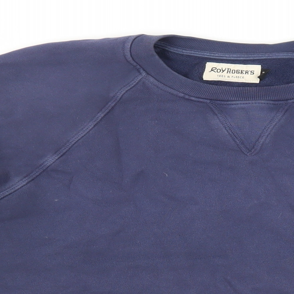 Roy Roger's Mens Blue Cotton Pullover Sweatshirt Size M - Pocket Detail