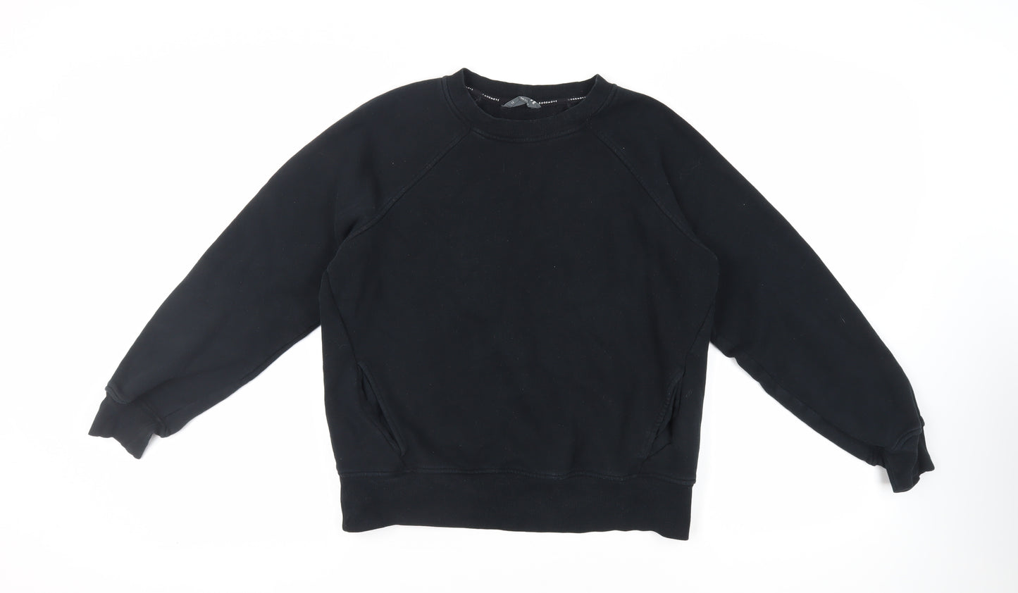 GOODMOVE Womens Black Cotton Pullover Sweatshirt Size 12 Pullover - Pockets