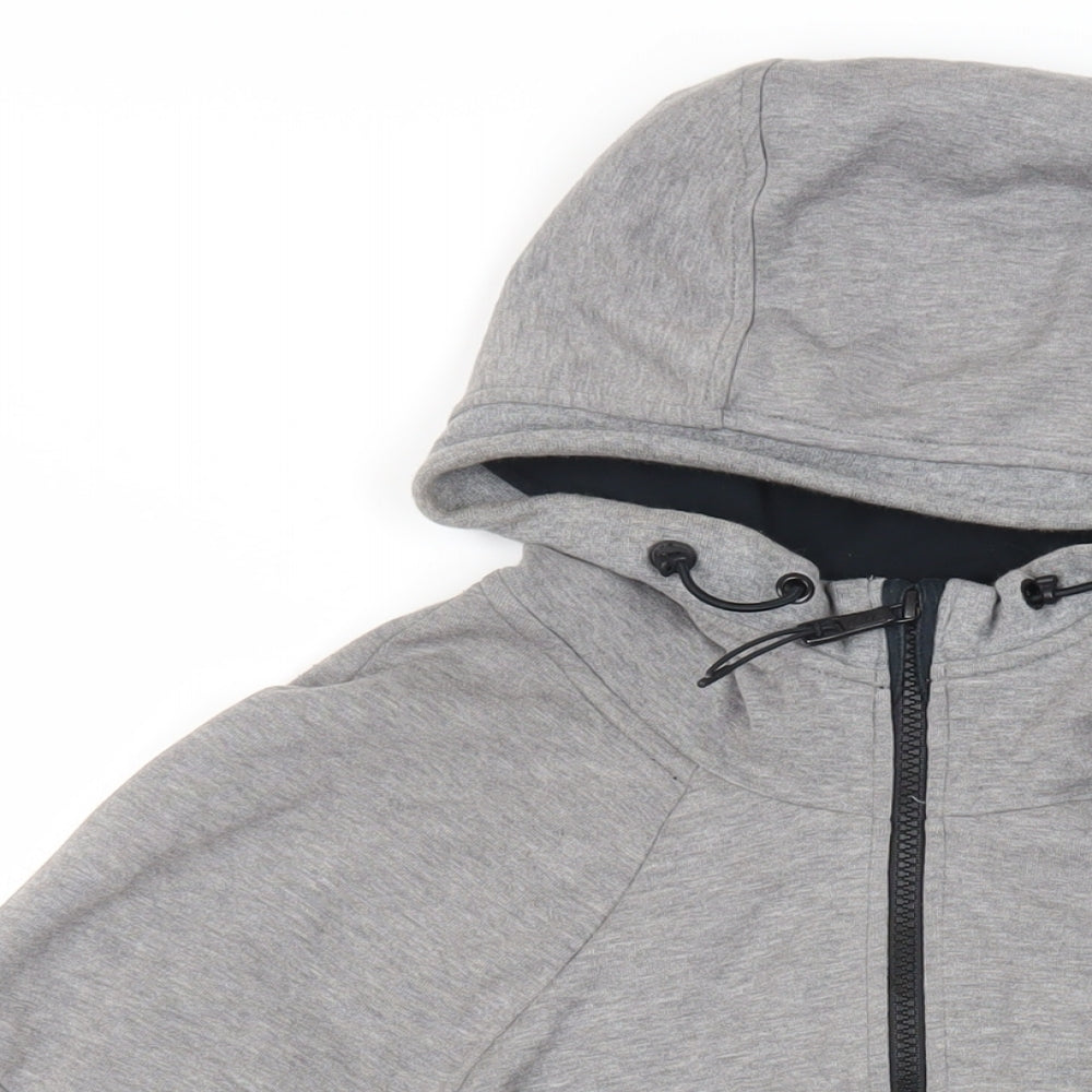 Nike Mens Grey Cotton Full Zip Hoodie Size S - Logo Pockets