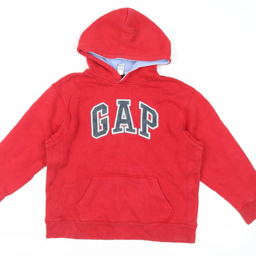 Gap Girls Red Cotton Pullover Hoodie Size L Pullover - Logo Pockets