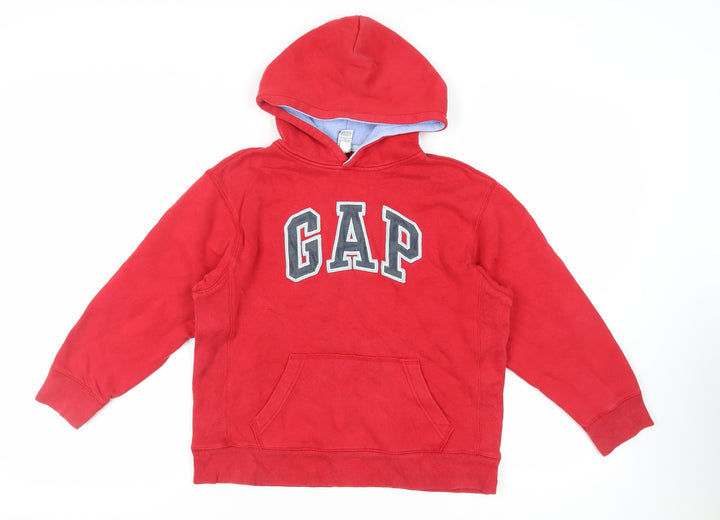 Gap Girls Red Cotton Pullover Hoodie Size L Pullover - Logo Pockets