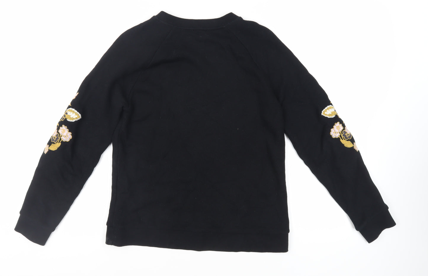 Whistles Womens Black Floral Cotton Pullover Sweatshirt Size S Pullover - Embroidered