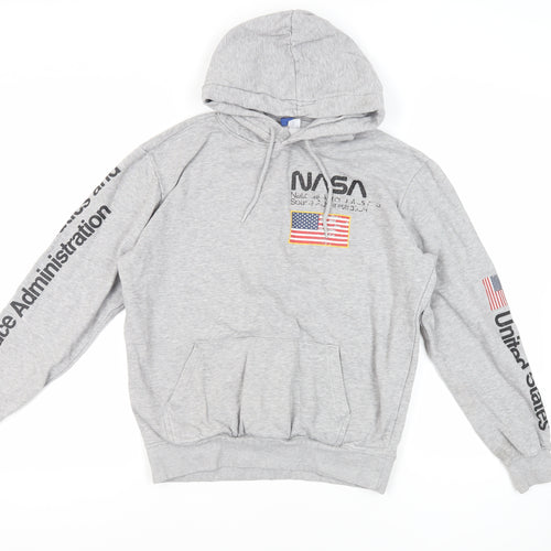 H&M Womens Grey Cotton Pullover Hoodie Size S Pullover - NASA