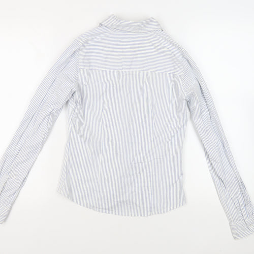 Urban Basics Womens White Striped Cotton Basic Button-Up Size 8 Collared